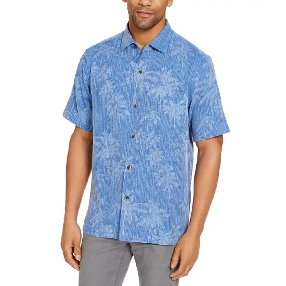 Tommy Bahama Palms 100% Silk Short Sleeve Camp Shirt sz L